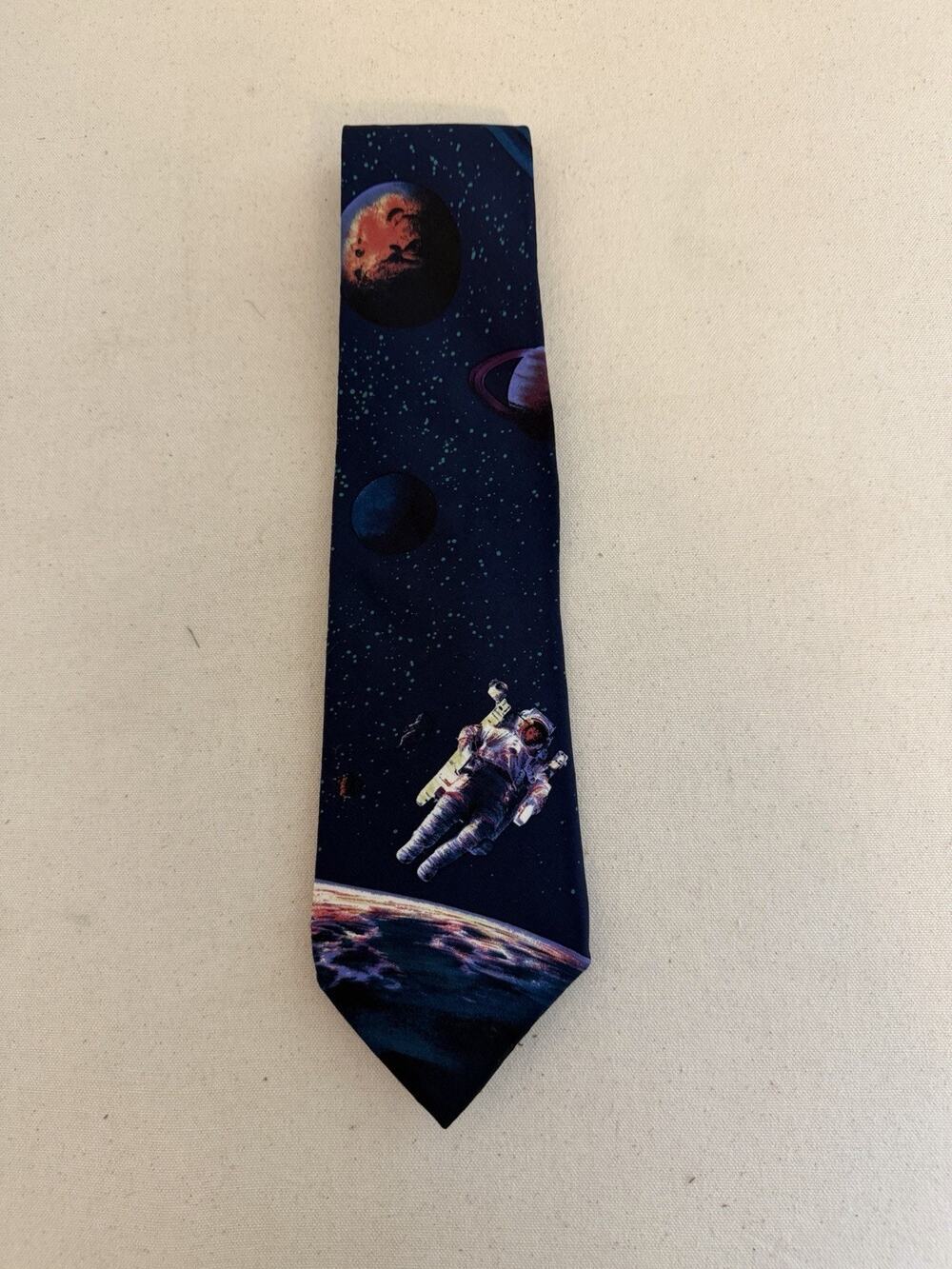 Je Suis Navy Silk Space Themed Necktie